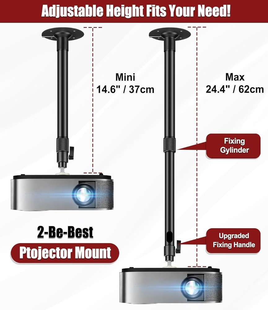 Versatile Projector Mounting Solution - Ceiling/Wall with 360° Swivel Adjustment