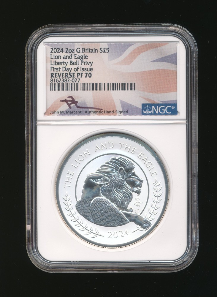 2024 £5 G Britain 2 oz Silver Reverse Proof Lion & Eagle NGC Reverse PR70      x