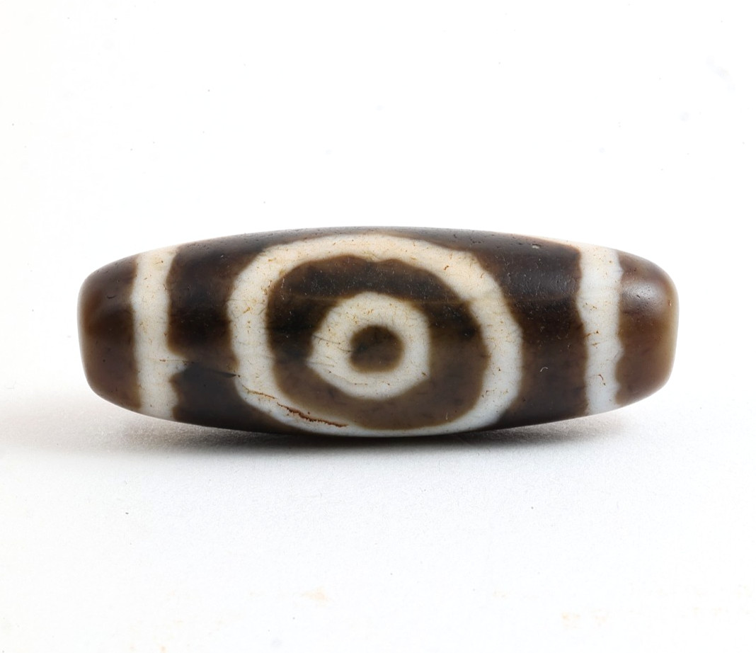 Tibetan Double Tiger-Tooth Eye-in-Eye Dzi Bead Agate Taiwan Handmade Amulet
