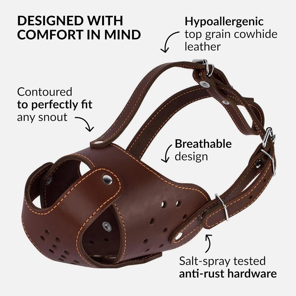 Pitbull Am Staff Basket Muzzle - Genuine Leather-