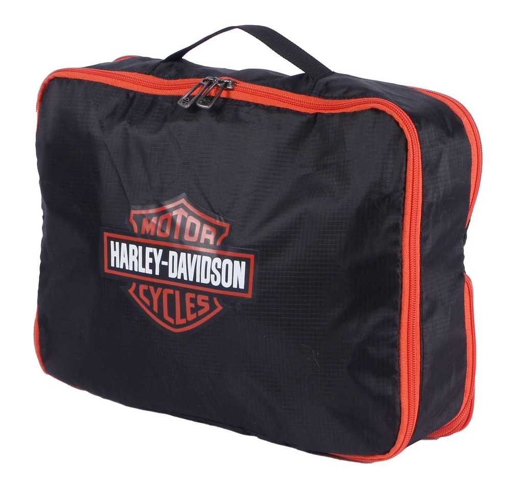 Harley-Davidson 3PC Expandable Packing Cube Set, Bar & Shield Logo- Black/Orange