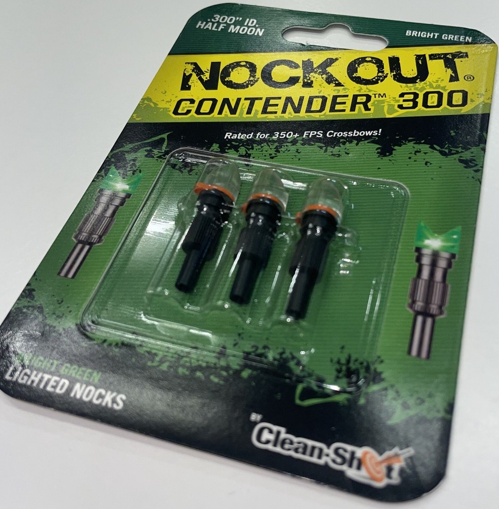 NockOut Lighted Nocks Crossbow .300'' ID Halfmoon Green 3 Pack