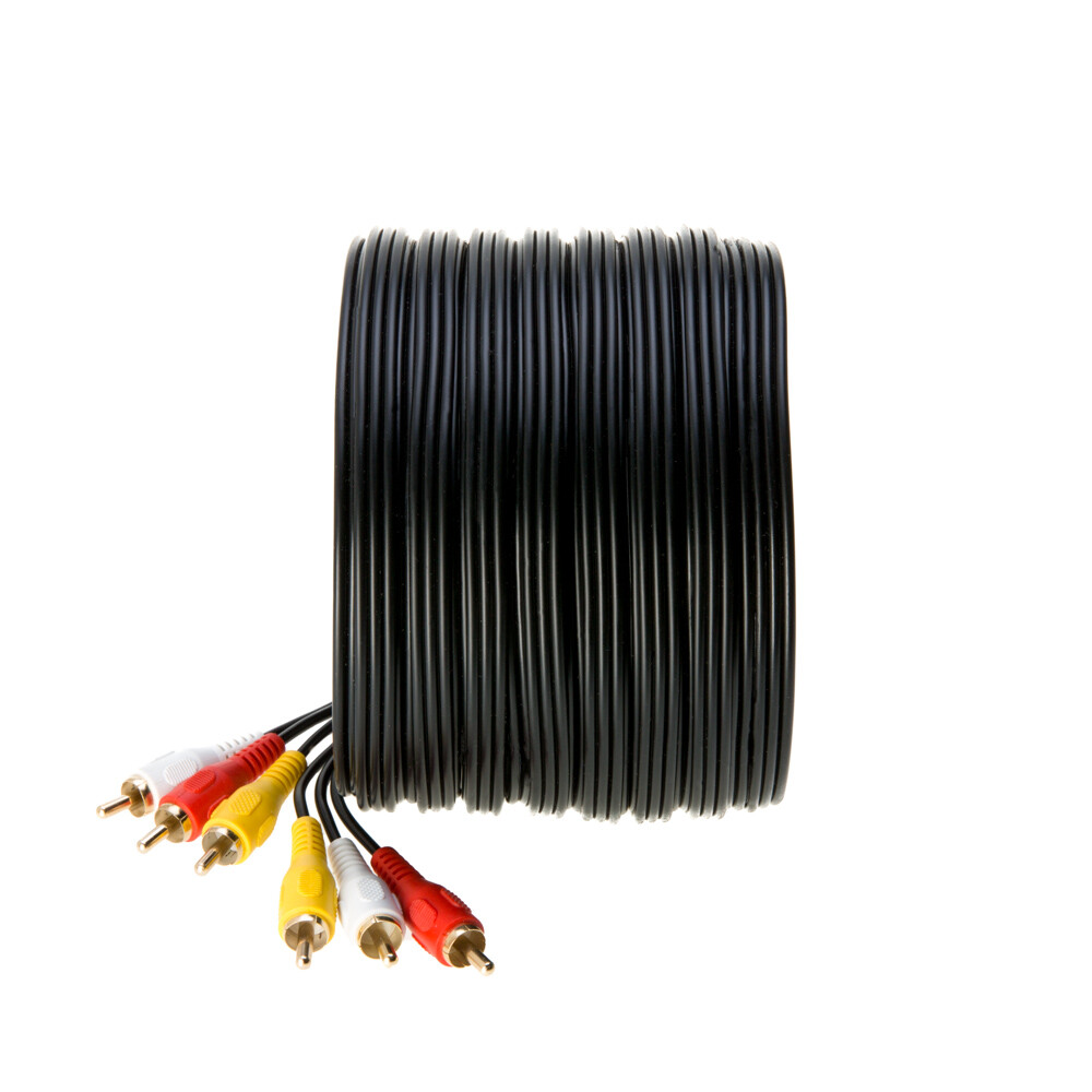 3 RCA Male to 3 RCA Male Audio Video Cable TV VCR DVD Composite Multi-Pack - LOT