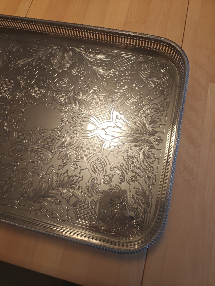 Arthur Price 16" Rectangular Silver Plate on Copper Tray Excellent