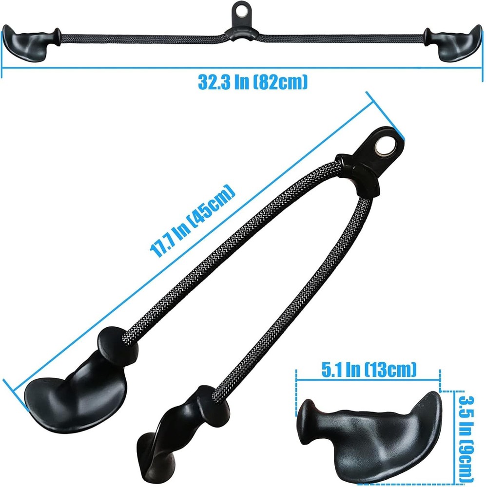 Ergonomic Tricep Rope Pull Down Attachment Upgraded Long Triceps Rope Cable A...