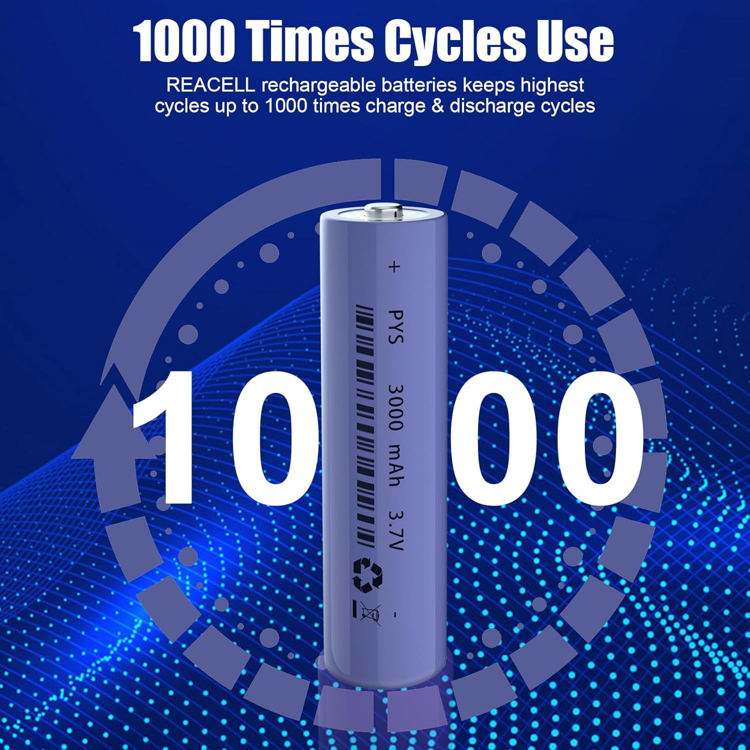 NEW Rechargeable Batteries 3.7V Button Top 3000mAh NiMH Battery Cell USA -4 PacK