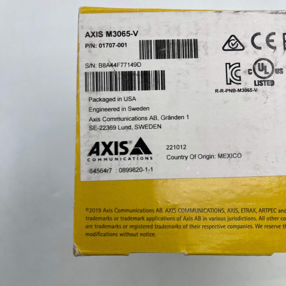 New Axis M3065-V Fixed Dome Network Camera 01707-001