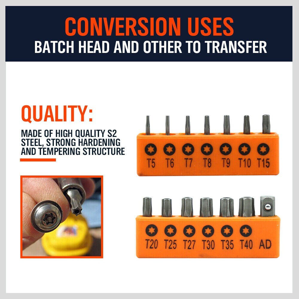 14 Torx Bit Set Tamper Proof Security Torq Hex Star Spanner Tri Wing Screwdriver