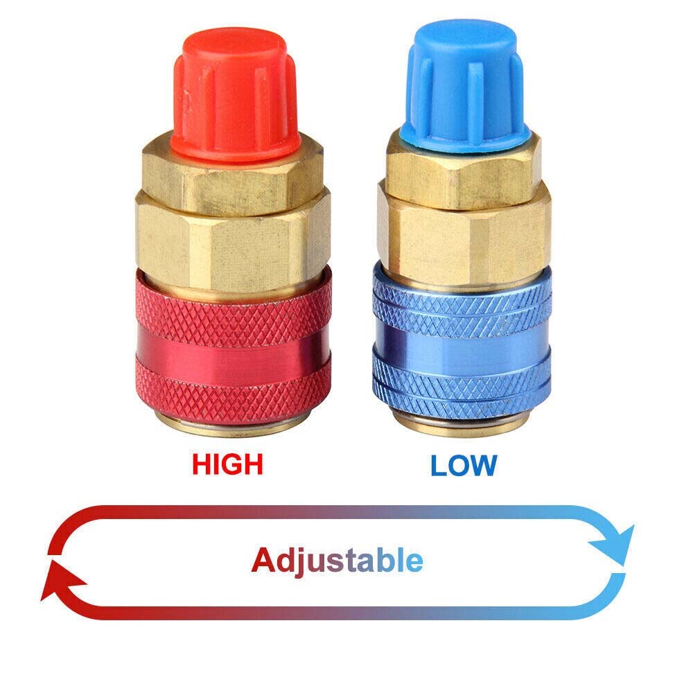 A/C Quick Coupler Adapter Adjustable High Low Side AC HVAC Freon Conversion Kit