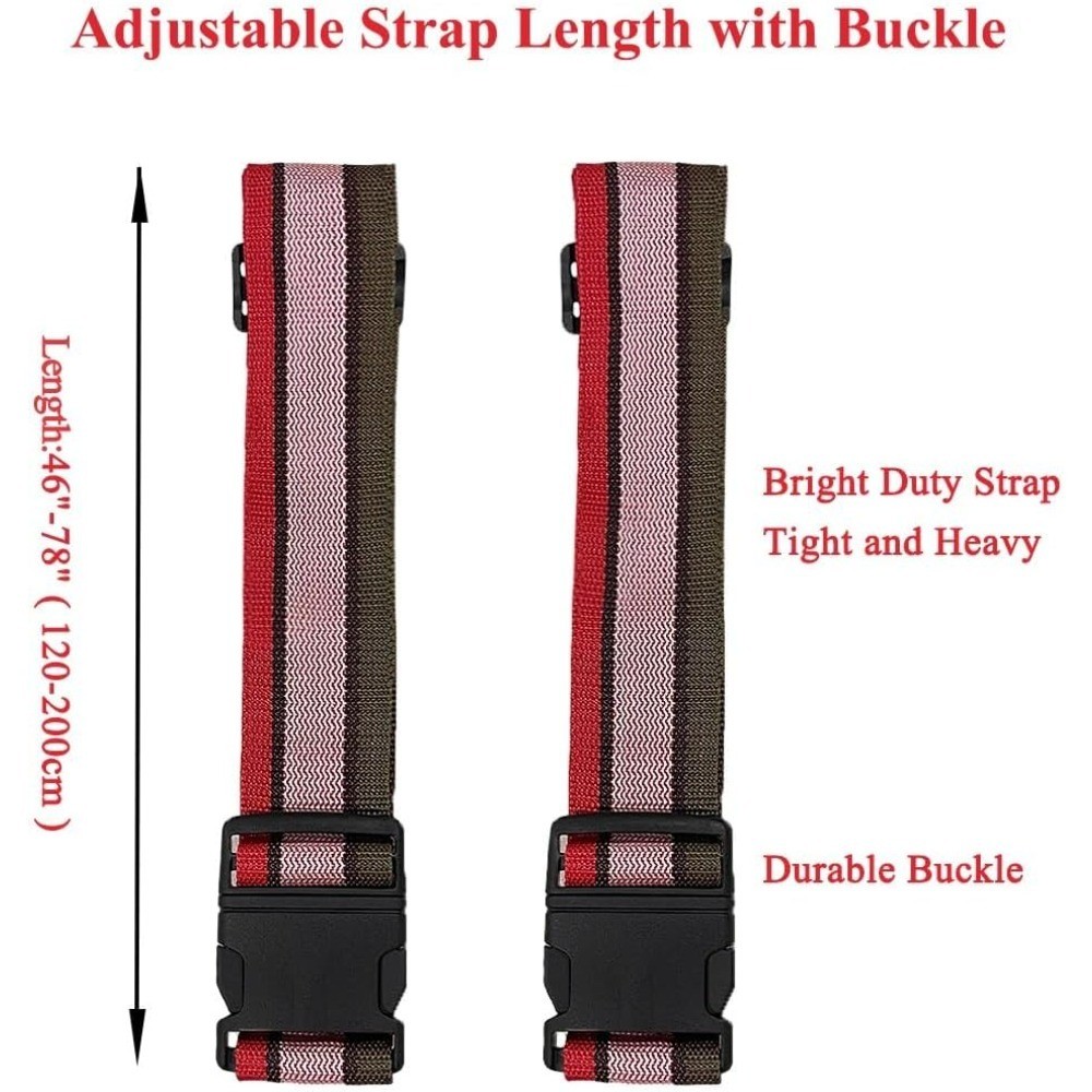 Adjustable Suitcase Straps 2 Pack with Quick Release Buckle Bright Colors Grey
