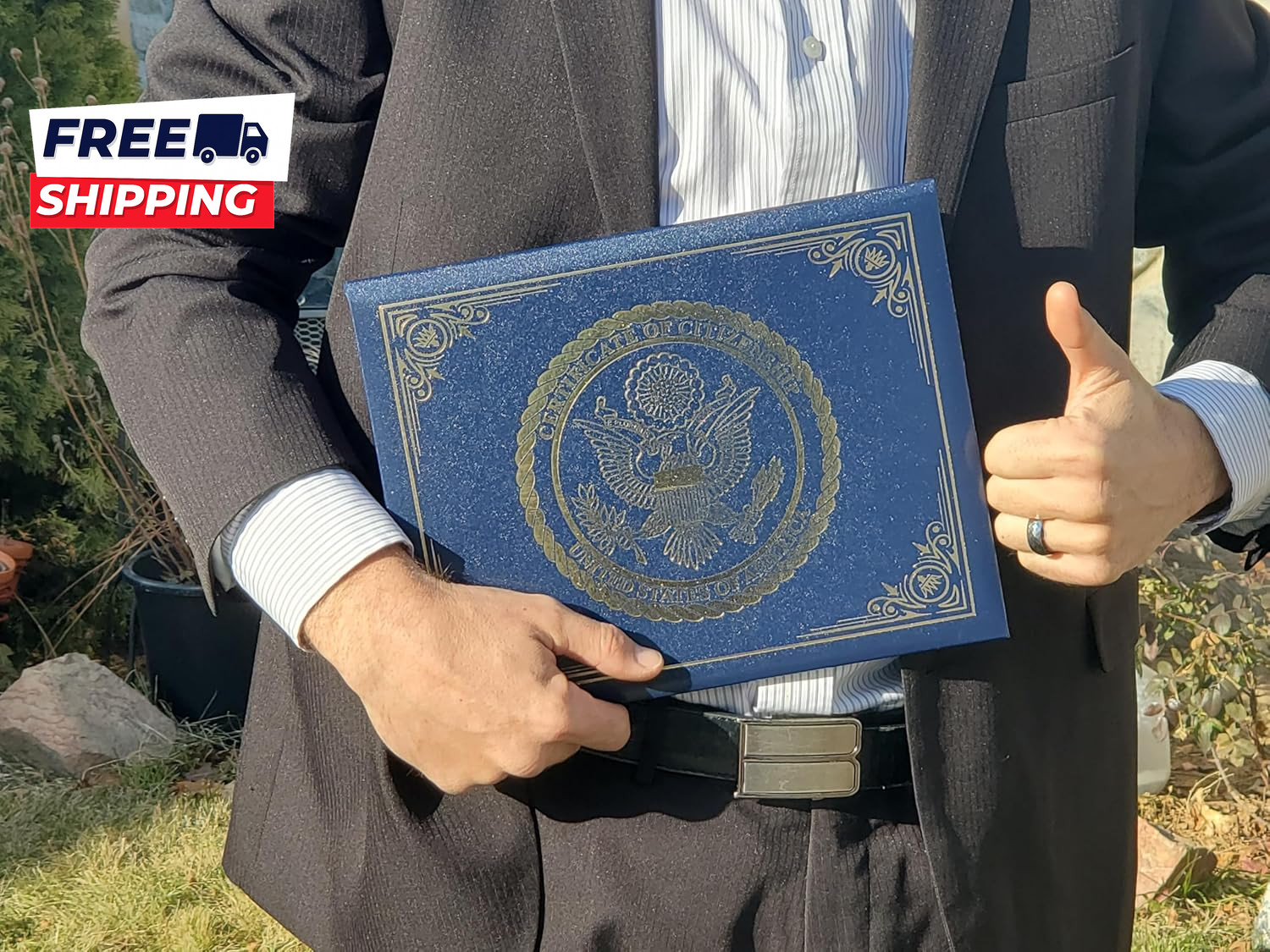 U.S. Citizenship and Naturalization Certificate Holder. Gold American Eagle Logo