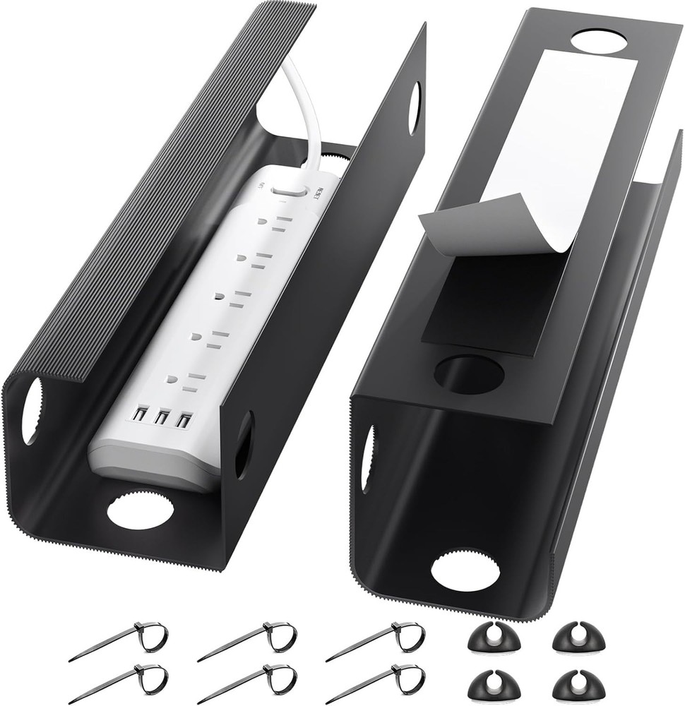 Modern Under Desk Cable Management System 2-Pack - Tidy Your Workspace Today