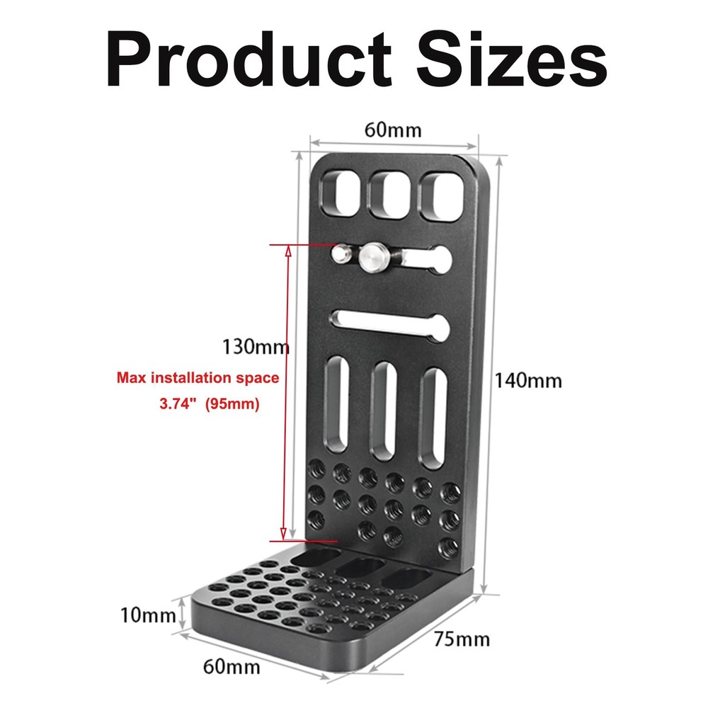 DINESK Camera L Bracket,Universal Vertical Mount Short Version, Black