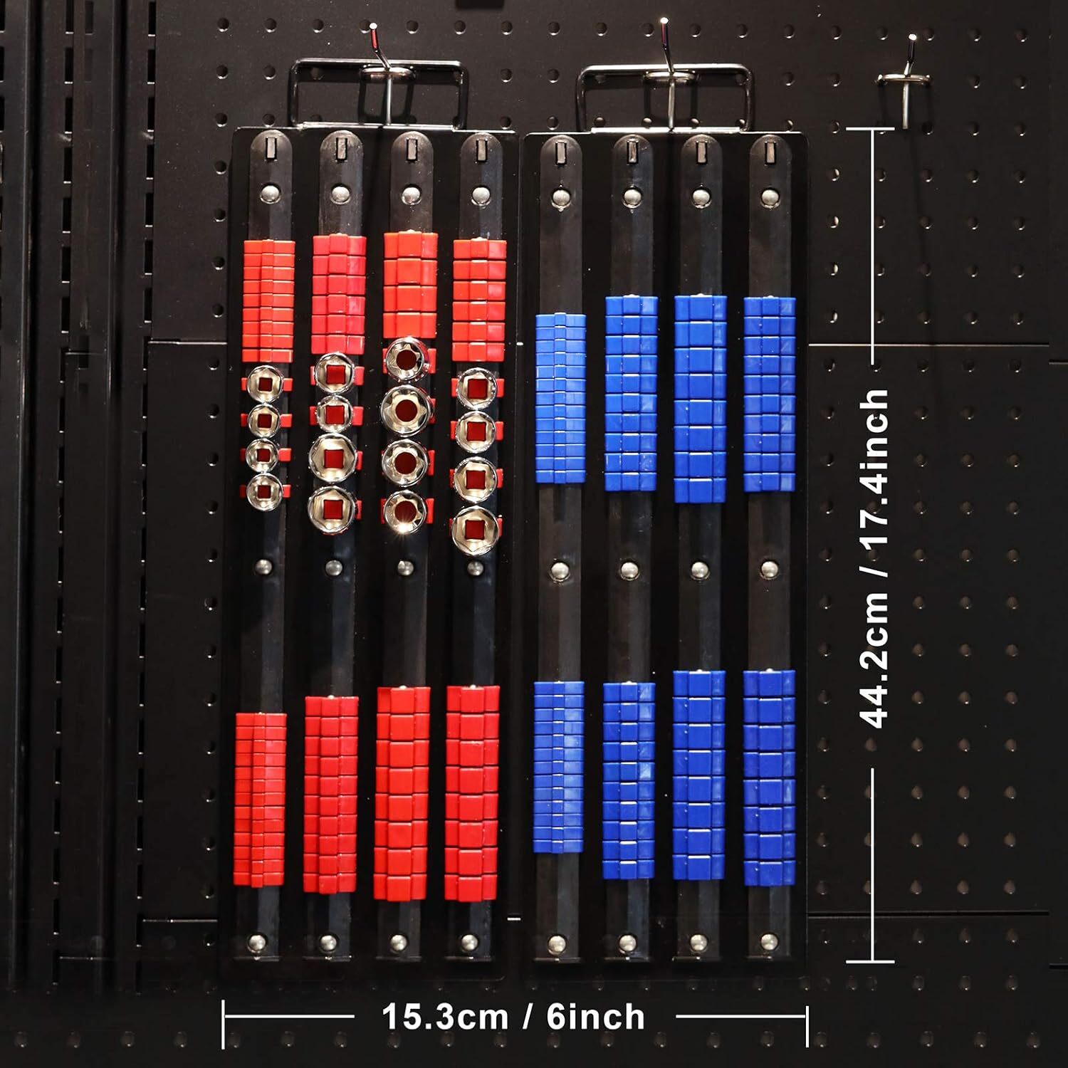 80 PCS Portable Socket Organizer Tray Blue & Red Tools Organizer 1/4"&3/8"&1/2"