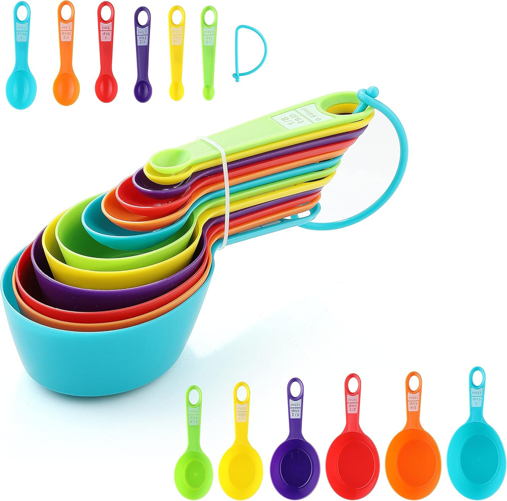 12PCS Measuring Cups, Colorful Measuring Cups and Spoons Set, Stackable Measuri