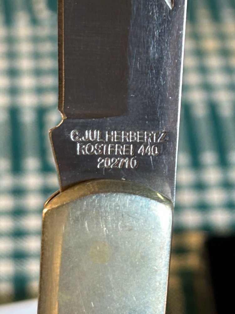 Original CJK box for Herberte burl handled folding knife