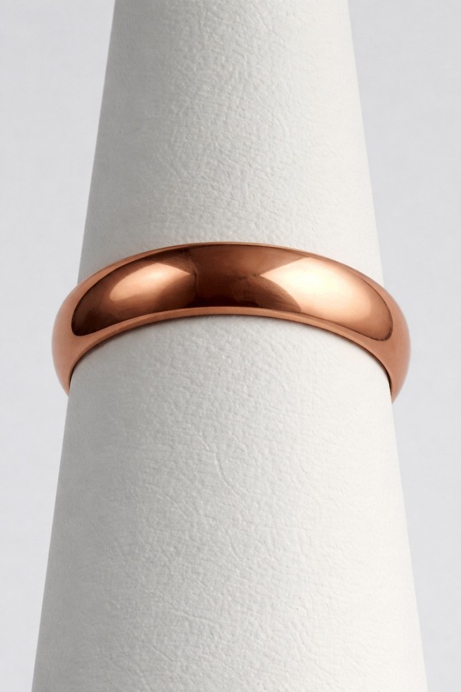 Solid Copper Ring 8mm Band Made in USA Flat Band Plain Smooth Texture Sizes 6-13