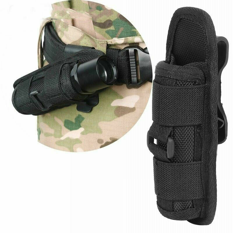 Tactical 360 Degrees Rotatable Flashlight Pouch Holder Case Belt Cover Accessory