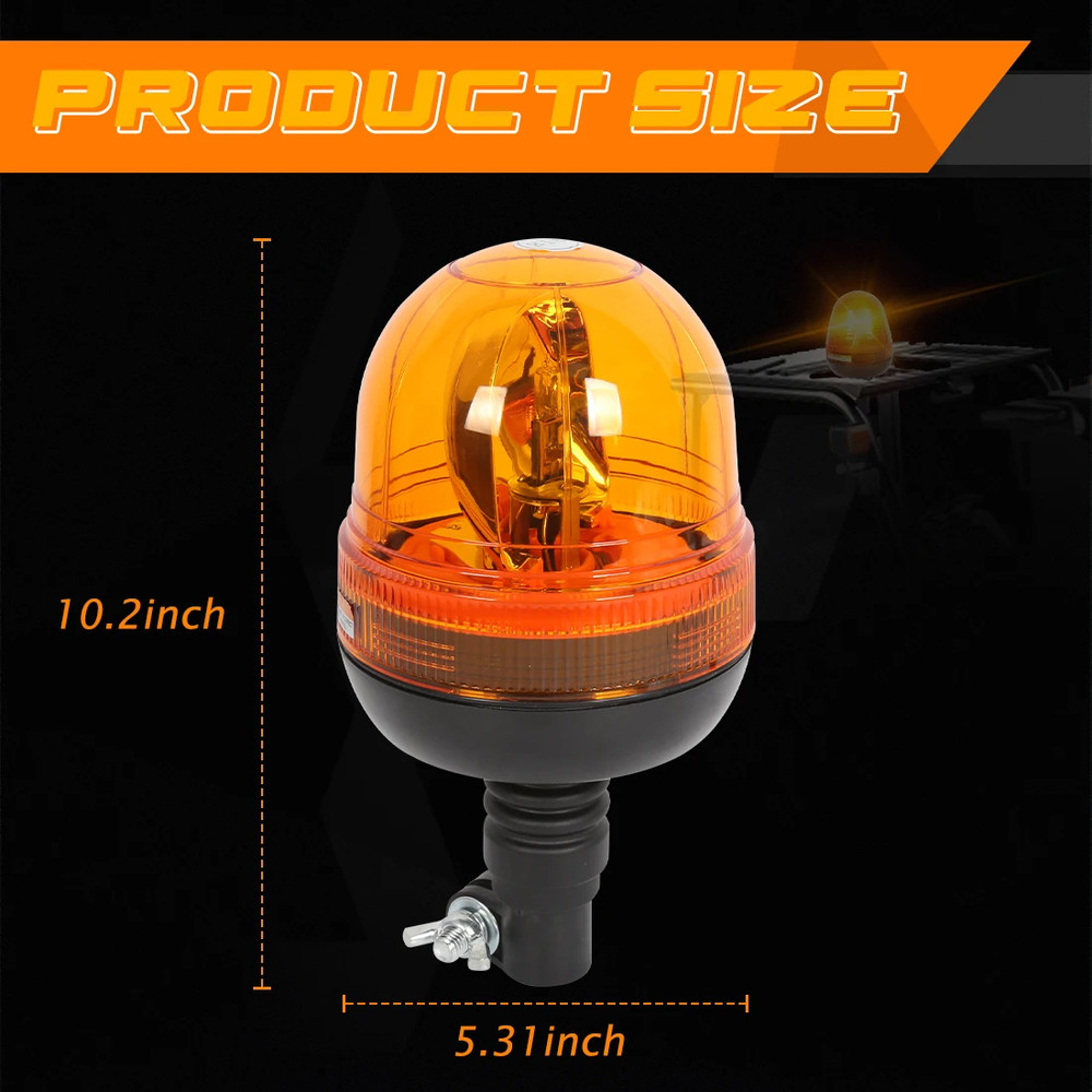 Halogen Rotating Flashing Beacon Flexible DIN Pole Mount Tractor Warning Light