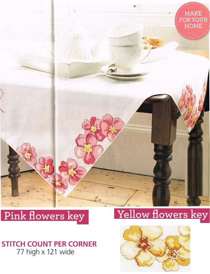 FLORAL TABLECLOTH      CROSS STITCH  PATTERN ONLY  EQ - RPV