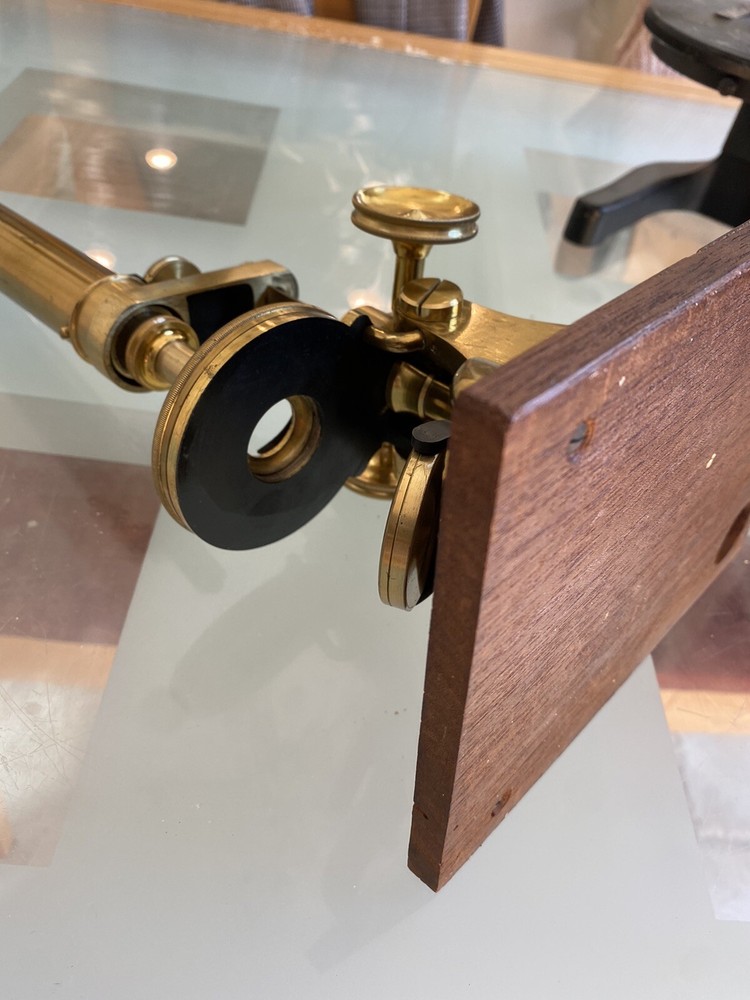 Antique Early English Brass Microscope. Unsigned.