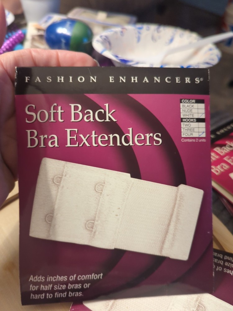 3 Packages SOFT BACK BRA EXTENDERS WHITE ONE SIZE NIP