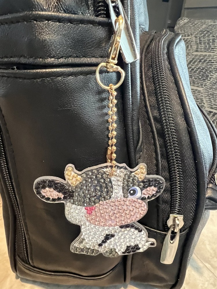 Diamond Painted Keychain / Ornament Winking Cow