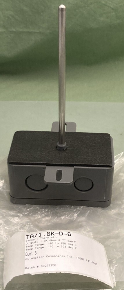 NEW ACI TA/1.8K-D-6 Duct Mount Temperature Sensor, 6" Probe