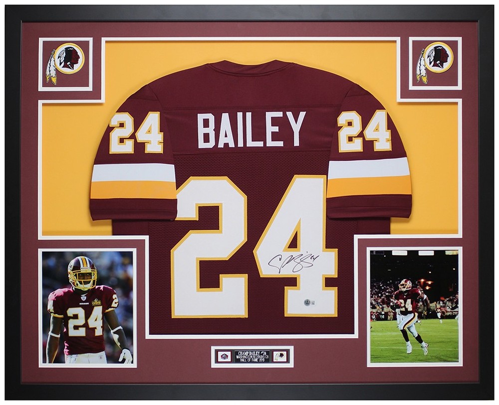 Champ Bailey Autographed & Framed Maroon Washington Jersey Beckett Certified