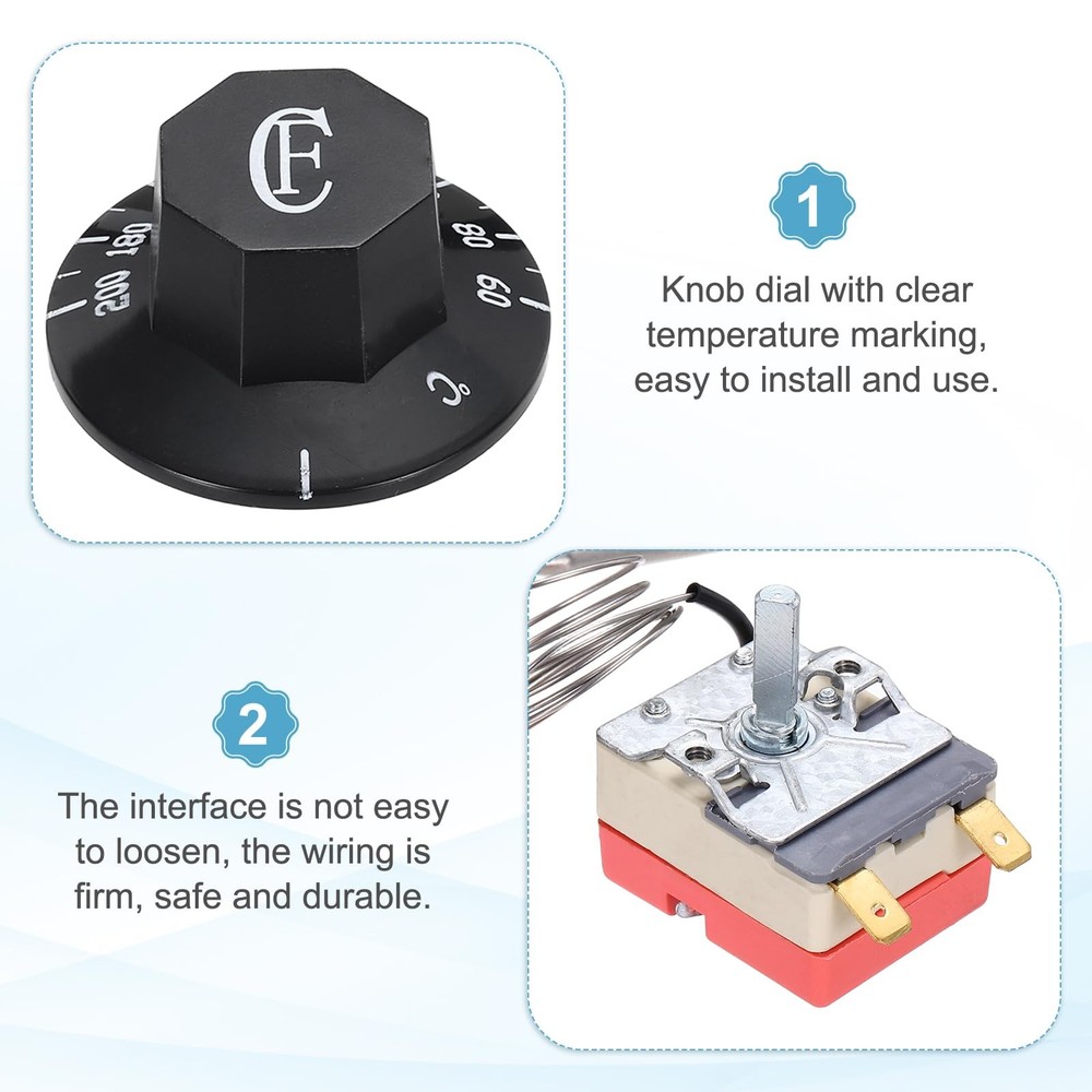 MECCANIXITY 2pcs Oven Temperature Control Switch 250V, 16A 60-200°C...