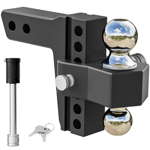 Adjustable Trailer Hitch - Fits 2 Inch Receiver Only, 6 Inch Drop Hitch Black