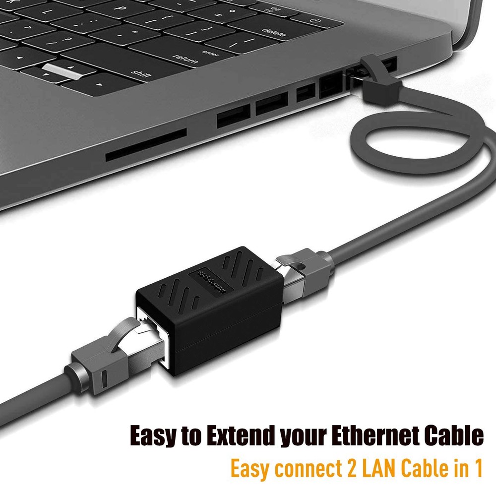 RJ45 Coupler 2 Pack Ethernet Cable Extender Inline LAN Connector Female Black