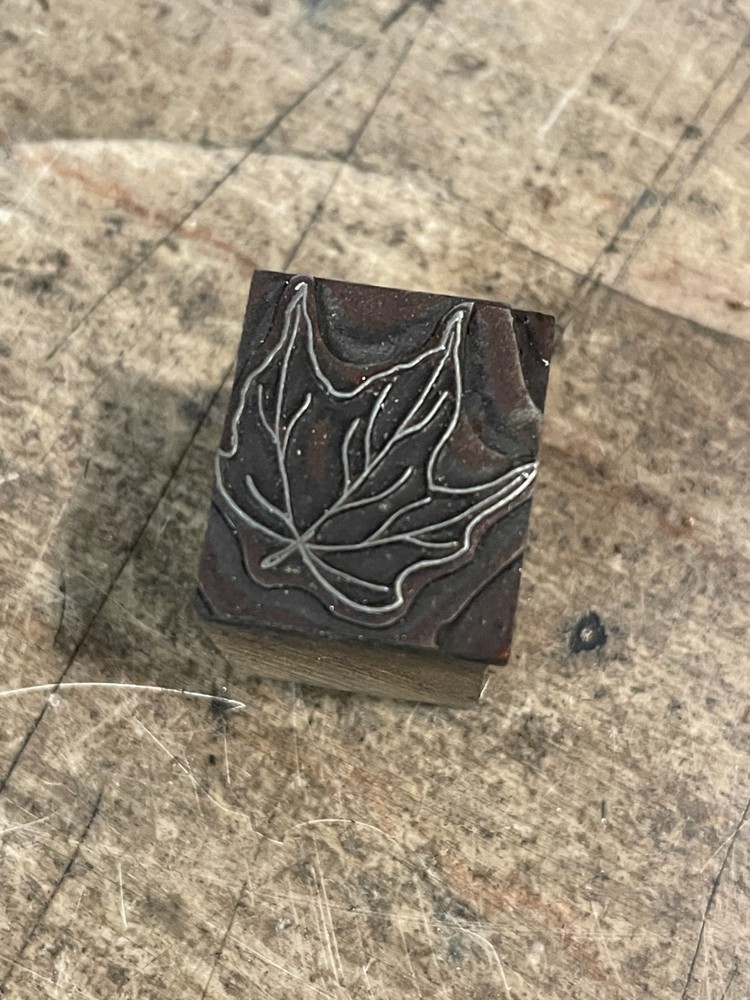 Printing Letterpress Printers Block Autumn Maple Leaf (648)