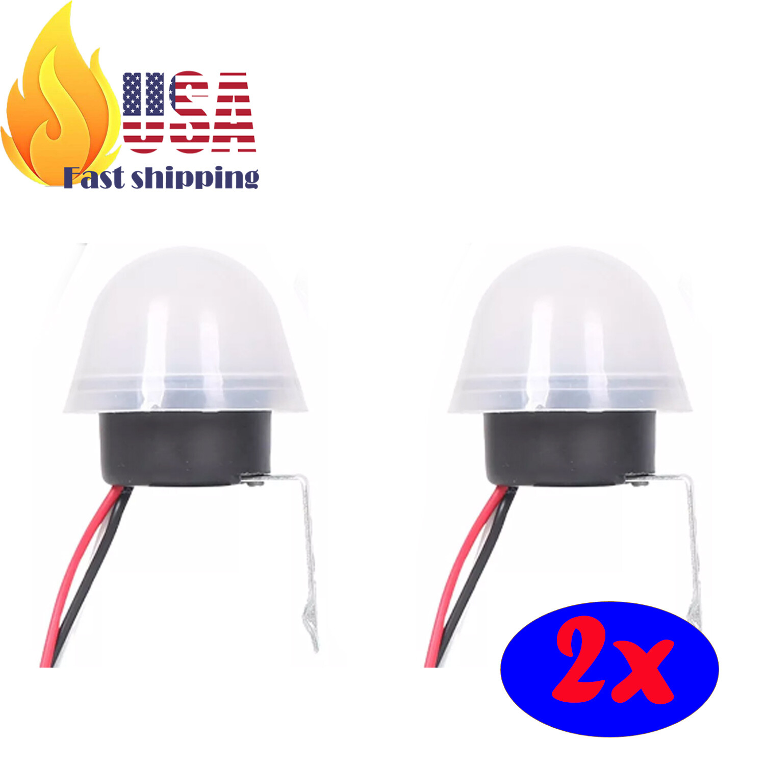 2pcs DC/ AC 12V Auto On Off Light Photocell Switch Control Dark to Dawn Sensor