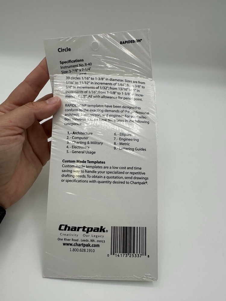 RapiDesign Circle Template No. 40 Engineering Drawing Drafting