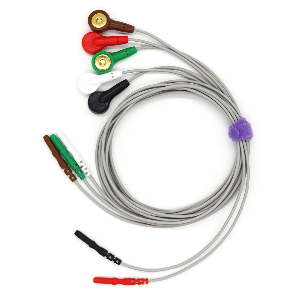 ECG EKG Cable 5 Leads Snap - Generic DIN 1.5mm