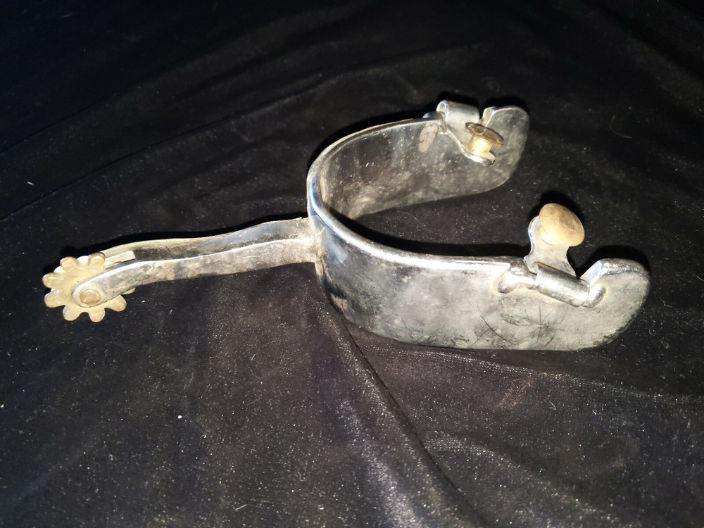Silver Mounted Wide , Long Shank Single Left Spur