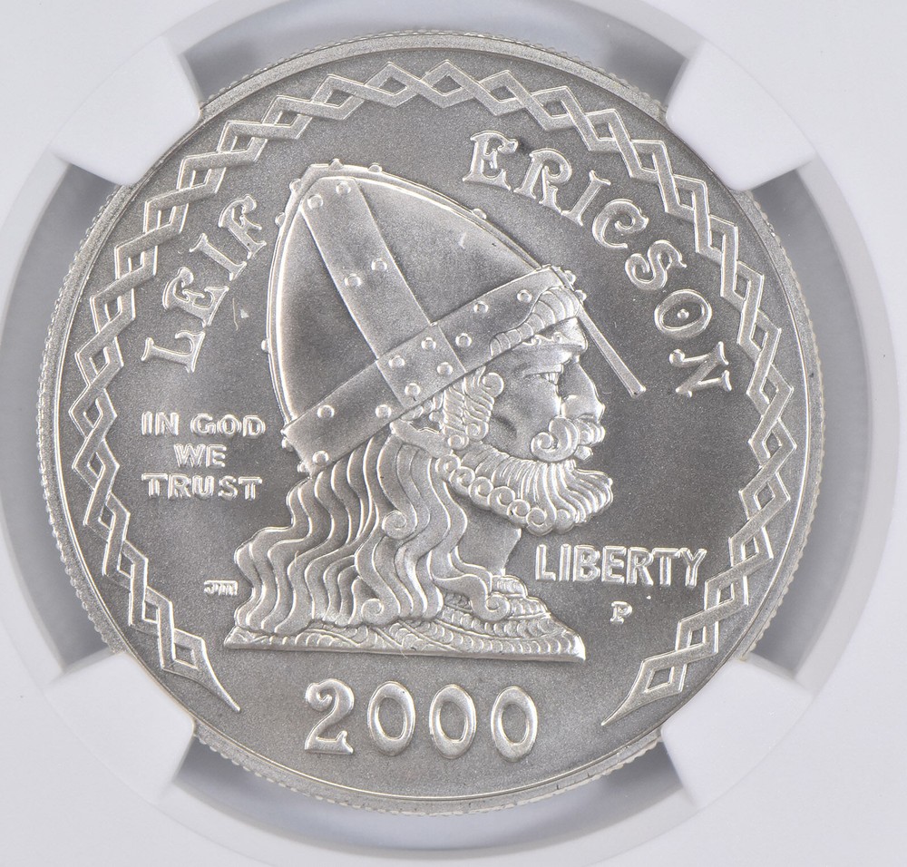MS70 2000-P Leif Ericson Commemorative Silver Dollar NGC