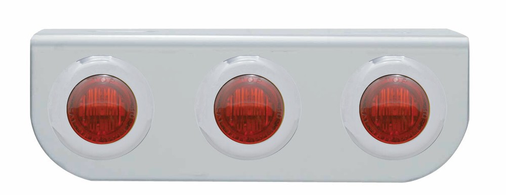 Stainless Light Bracket w/ Three 3 LED Mini Lights - Red LED/Red Lens