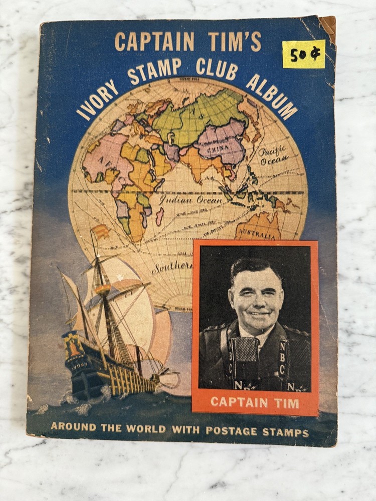 1935 Captain Tim's Ivory Stamp Club Album Around the World with Stamps