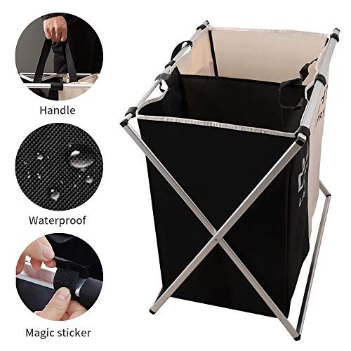 Laundry Basket 2 Section Hamper Washing Storage Basket Bag, Folding 2 sections