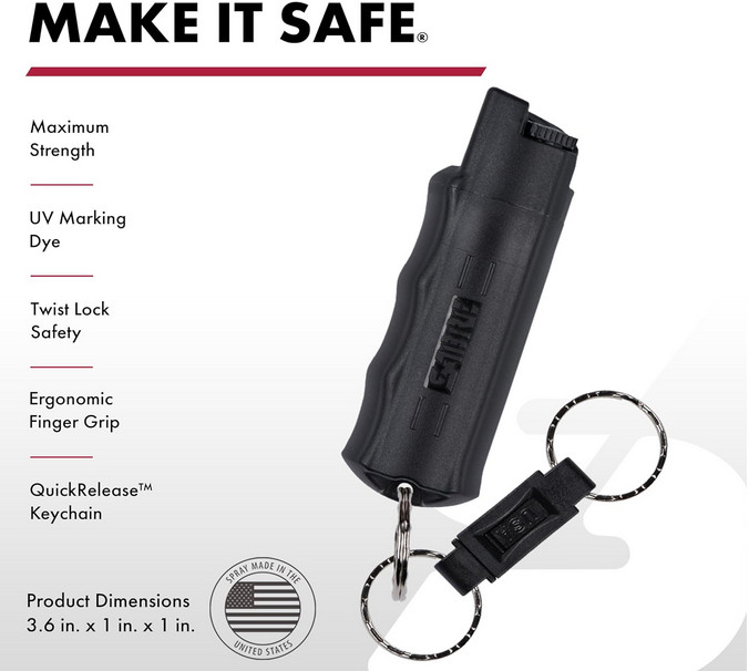Sabre Red Pepper Spray with Quick Release Key Ring - Black