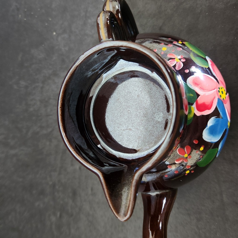 Teapot With Lid Stackable Floral Blue & Pink 6" Japan