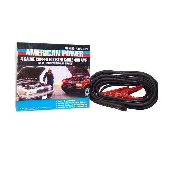 20' 4-Gauge Booster Cable, 400 Amp