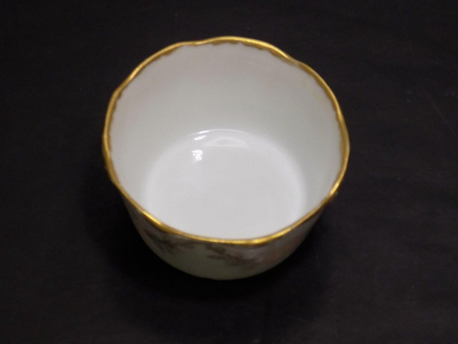 ANTIQUE CFH GDM FRANCE HAVILAND GOLD RIM FLORAL OPEN SALT CELLAR ET 1894