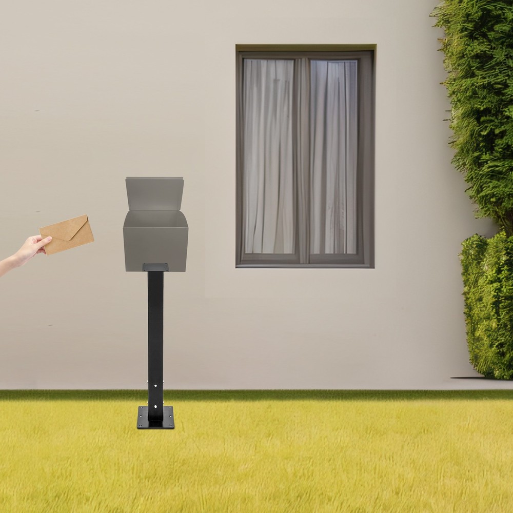 Mailbox Post w/ Base Carbon Steel Mailbox Mounting Post Mailbox Post for Outside
