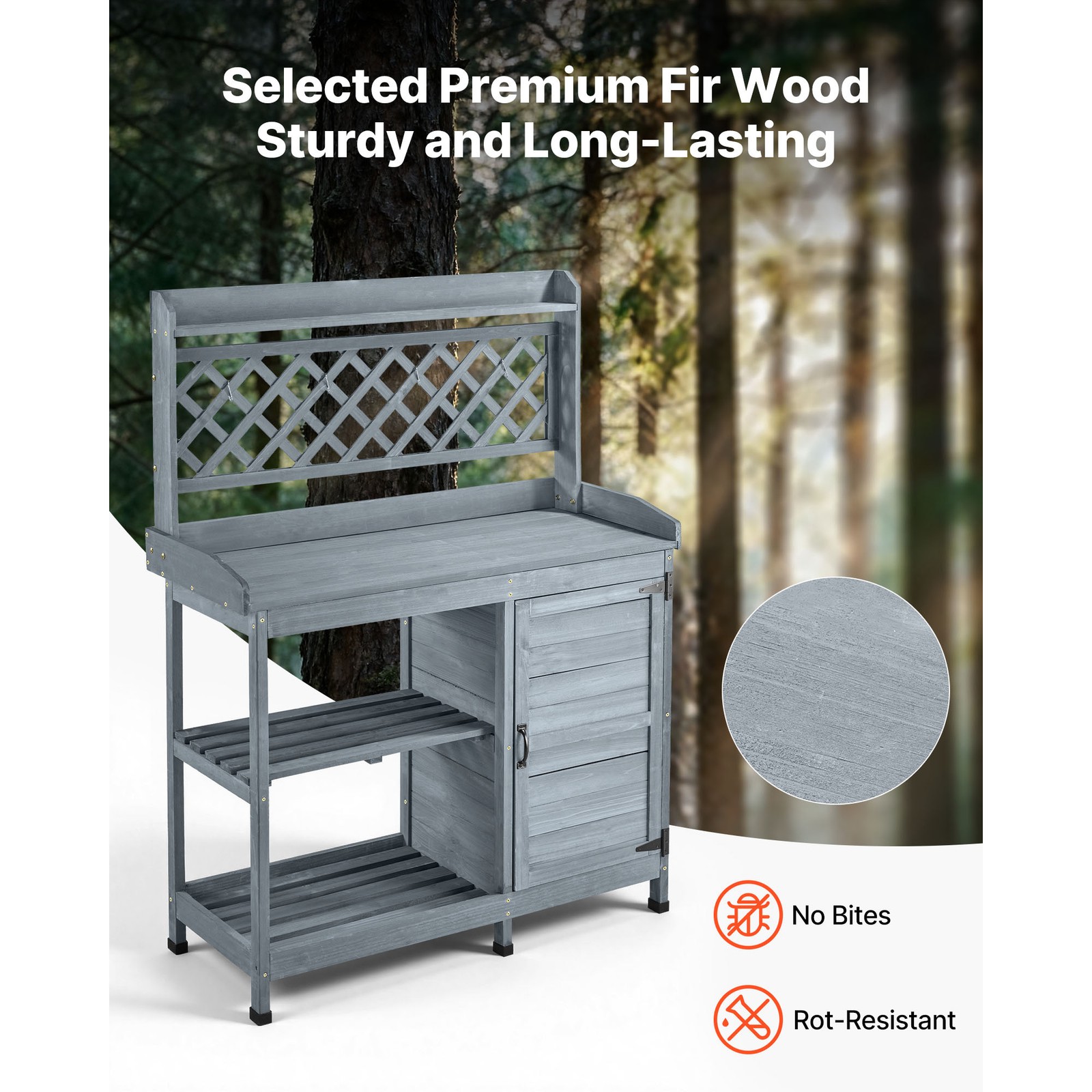 Uimoso Outdoor Wooden Gardening Table with Storage and Shelves