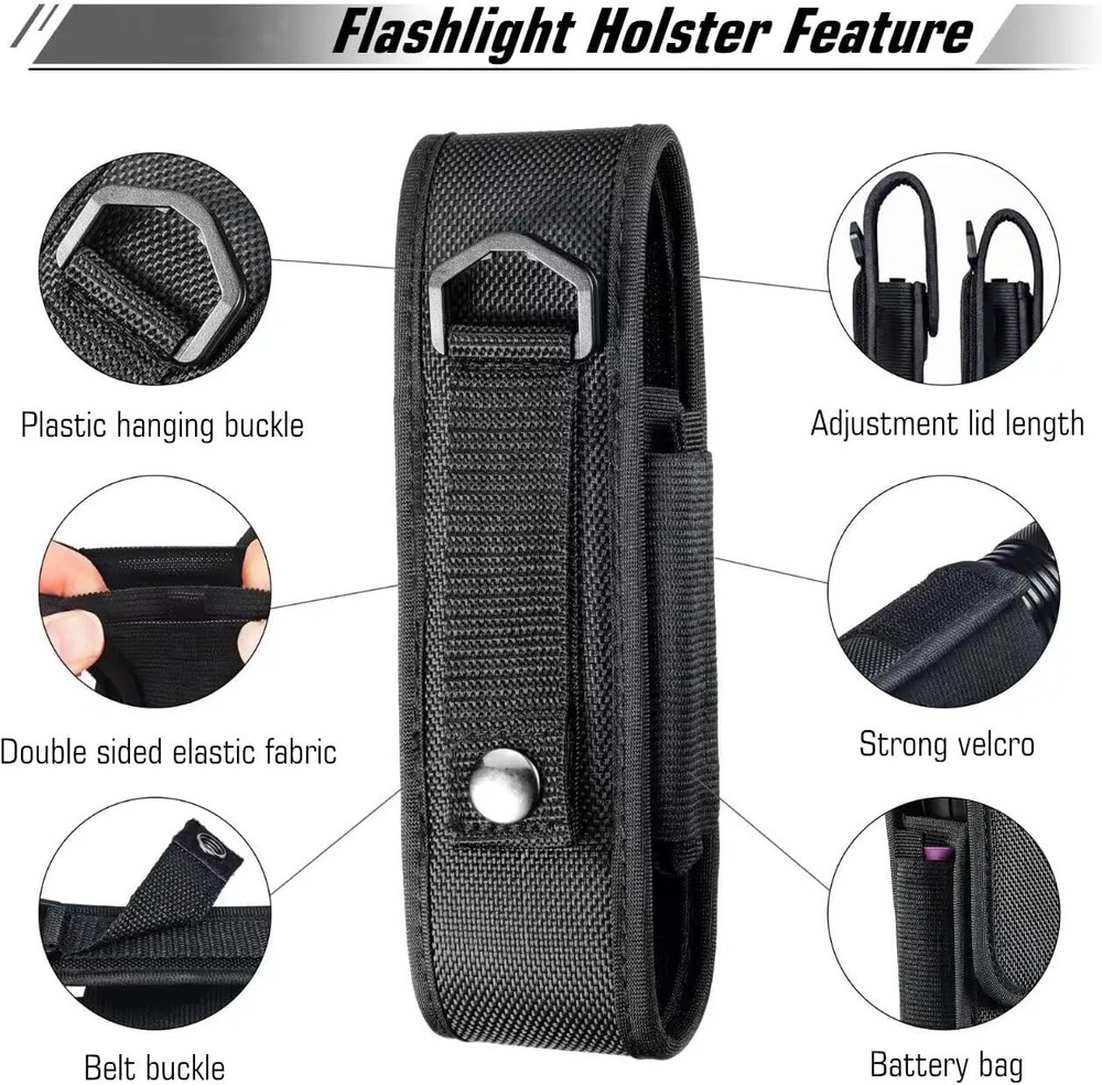 YONCONO Flashlight Holster Molle Tactical Torch Cover Case Nylon Adjustable LED