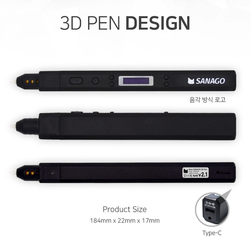 New Sanago 3D Pen PLA Filament Set 3 Type Module Replaceable