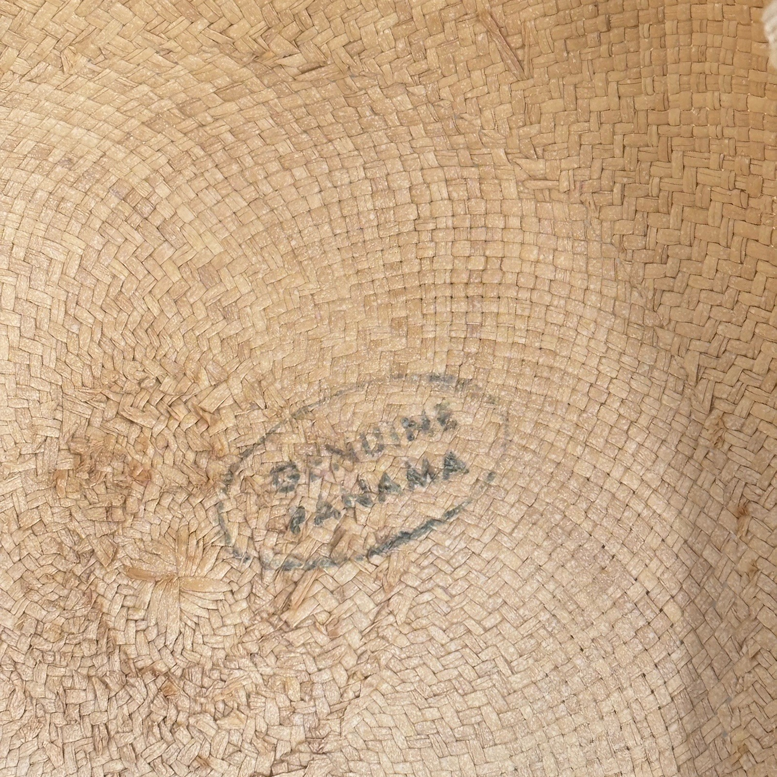 Vtg 60s Genuine Panama Straw Tilt Hat Black Velvet Trim Veil